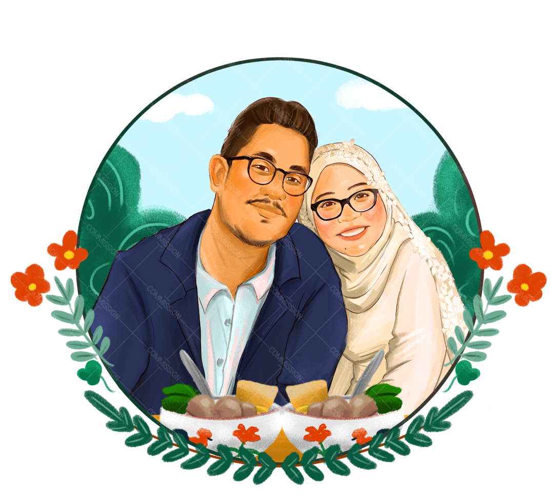 Illustrasi Pensil Warna Couple/ Keluarga